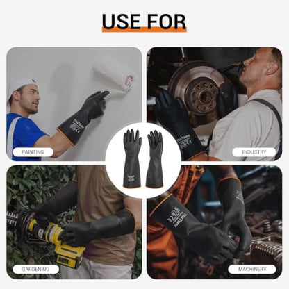 ThxToms Chemical Resistant Gloves, 28 Mil Heavy Duty Latex, 18 Inch, 1 Pair - color: Black 18 Inch