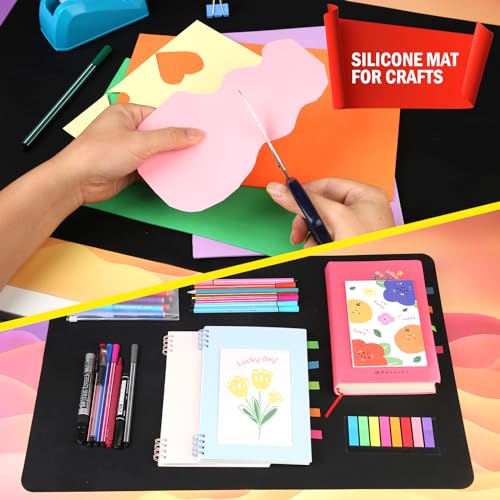 LEOBRO Large Silicone Mat, 23.4” x 15.6” Black Silicone Mats for Crafts, Play Dough Mat, for Resin Molds, Clay, Paint, Arts and Crafts, Medium Thickness 0.75 MM
