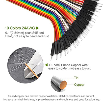 Chanzon 40pcs 10cm Male to Male Ribbon Jumper Wire Dupont Cable Line - color: (1) Male to Male (40pcs), size: 10CM