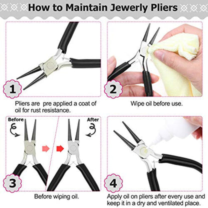 Jewelry Pliers, Cridoz Beading Pliers Set with Needle Nose Pliers, Round Nose Plier and Wire Cutter for Jewelry Making Beading Repair Supplies and Crafting (set of 3)