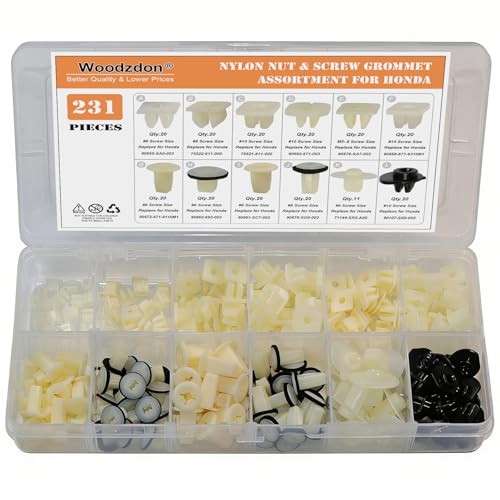 231pcs Headlight Adjusting Screw Nylon Nut Bumper Grommet #6, #8, #10, #14 - size: 12 Size 231pcs