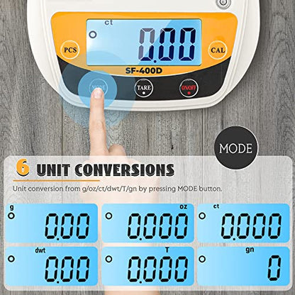 Bonvoisin Digital Lab Scale 600g x 0.01g Precision Electronic Scale LCD Display Analytical Balance Jewelry Scale Scientific Scale 0.01g Accuracy - color: White