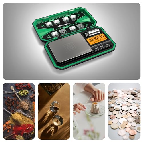 UNIWEIGH Digital Pocket Scale Precision 200g/0.01g Scale Grams Ounces - color: Green
