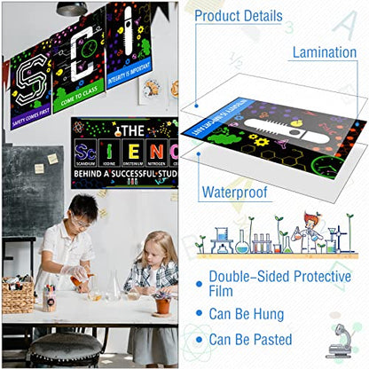 Yexiya 8 Pieces Science Classroom Decoration Science Poster Science Matters Poster Scientific Method Posters Bulletin Board Science Class Posters Wall Decor for School Teachers (Black)