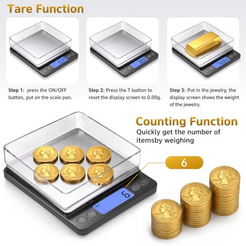 Jewelry Scale, 500g x 0.01g High Precision Digital Gram Scale, Portable Gold Scale for Jewelers, Pawn Shops & Gold Enthusiasts – Perfect for Gold, Silver, Diamond & Coin Weighing