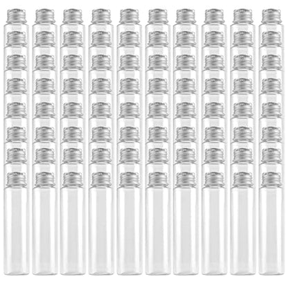 SINJEUN 80 PCS 50ml Flat Plastic Test Tubes, 28×109 mm Clear Test Tube with Screw Caps Good Seal Test Tubes Containers for Sampling, Planting and Storing