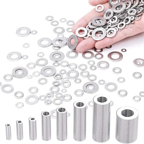 360 Pieces 8 Sizes 304 Stainless Steel Washers Assortment Kit, Lock Metal Washer for Screw(M2 M2.5 M3 M4 M5 M6 M8 M10)