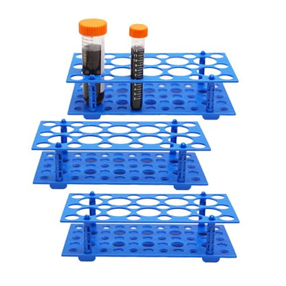 28 Well Test Tube Rack, 3 Pack Blue Holder for 10ml 15ml 50ml Tubes Lab - color: Blue, size: 28 Well
