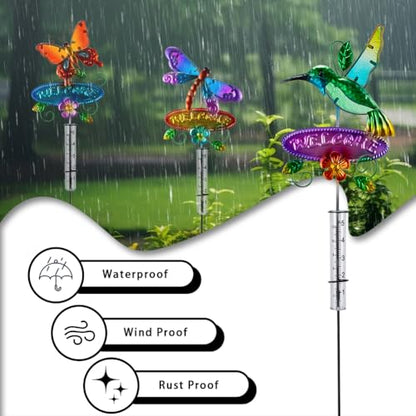 3 Pcs Rain Gauge Outdoor, 5 Inch Tube Rain Gauge with Welcome Sign - color: 3 Pcs-Welcome Sign