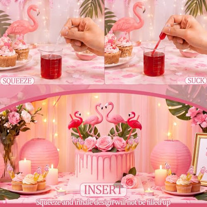 Glenmal 48 Sets 4ml Flamingo Cupcake Pipettes Dropper for Summer Aloha Luau - style: Flamingo