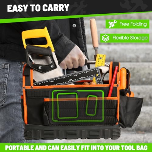 Collapsible Magnetic Parts Tray Set, 3 Different Size Tool Trays, Green - color: Green