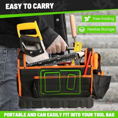 Collapsible Magnetic Parts Tray Set, 3 Different Size Tool Trays, Green - color: Green