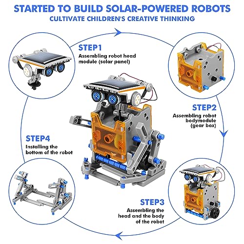STEM 13-in-1 Education Solar Power Robots Toys for Boys Age 8-12 - color: Blue Gray