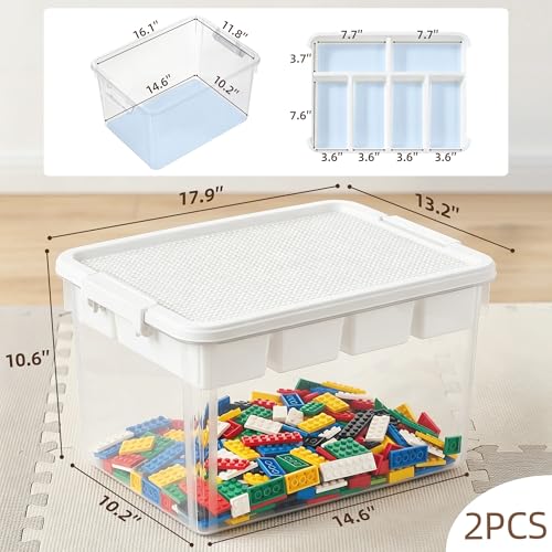 Citylife 32QT 2-Pack Clear Craft Storage Box Buildable Lid Removable Tray - size: 2 Packs-32 QT