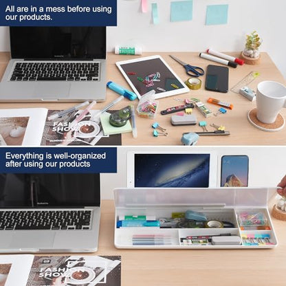 TSJ OFFICE Small Desktop Whiteboard -Glass Dry Erase Board Computer Keyboard Stand White Board Surface Pad with Drawer, Desk Organizers with Accessories for Office, Home, School Supplies - White - color: White