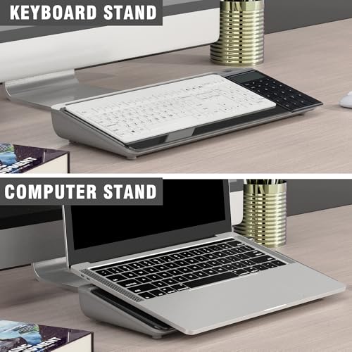 SELEAD Desktop Glass Whiteboard with Calculator and Storage, Black - color: Black