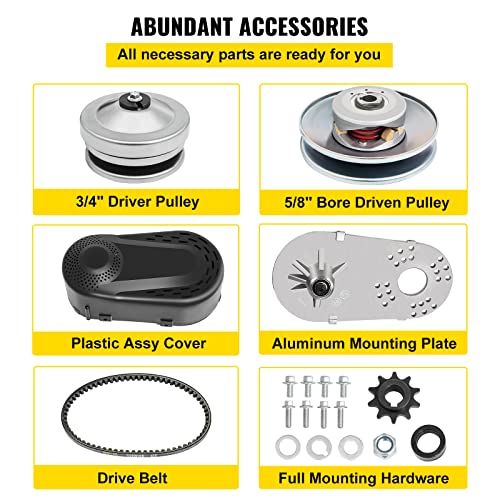 VEVOR Torque Converter, 30 Series 212 Predator Torque Converter kit Go Kart, Mini Bike Comet Clutch Set, 3/4 Inch 10T #40 or 41 Chain Predator Driver Pulley Replacement Comet TAV2