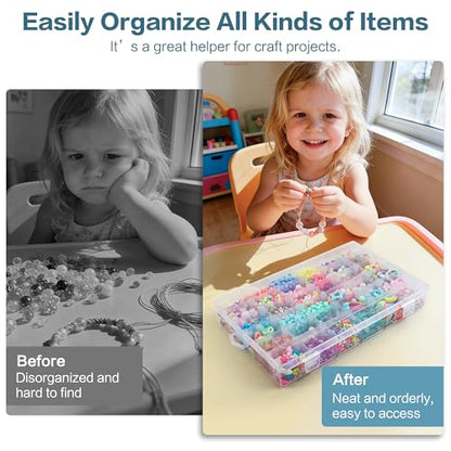 DILIBRA 5 Pack 36 Grids Large Plastic Organizer Box with Adjustable Divider - size: 5 Pack 180 Grids