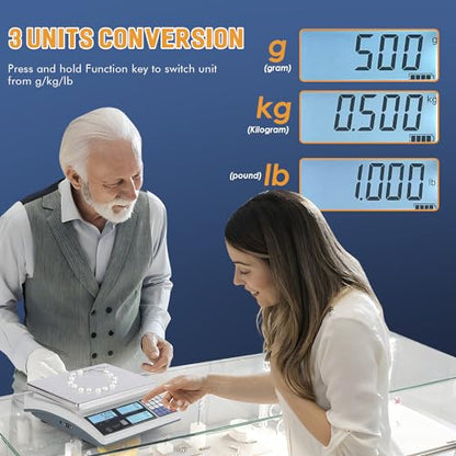 Bonvoisin Industrial Counting Scale Digital Scale for Parts and Coins kg/g/lb Electronic Gram Scale Inventory Counting Scale Industrial Parts Coins Piece Counting Scale (15kg/33lb, 0.1g) - size: 15 kg, 0.1 g