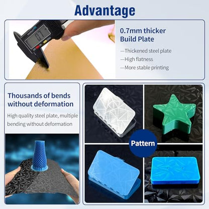 Upgraded Neptune 4 Max Build Plate PEI Sheet, 430x430mm Smooth/Textured PEO+ PEI Spring Steel Heated Bed with Magnetic Base for Neptune 3 Max, Anycub Kobra 2 Max,Cr 6 Max 3D Printer. - size: 430x430mm