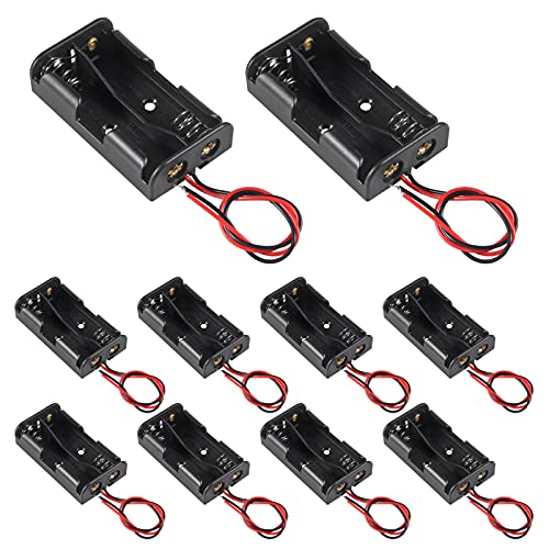 ACEIRMC AA Battery Holder Bundle 1.5V Single AA Battery Holder, 2 X 1.5V 3V AA Battery Holder, 3 X 1.5V 4.5V AA Battery Holder, 4X 1.5V 6V AA Battery Holderwith Leads (10pcs 2 Slot) - color: 10pcs 2 slot