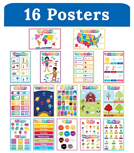Carson Dellosa 16-Piece Early Learning Posters, 8.5" x 11" Colors, Numbers - style: Early Learning