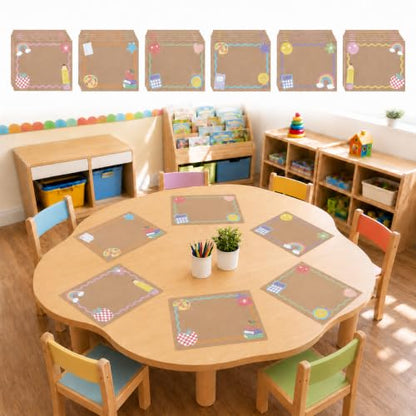 Cinrobiye 24 Pcs Dry Erase Stickers for Classroom Tables, Reusable Writable Decals with 2 Scrapers, Waterproof Dry Erase Spots for Desks, Whiteboards, Walls, Teacher Classroom School Supplies - color: Brown