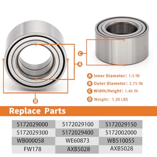 2PCS 510055 Front Wheel Hub and Bearing Compatible with Hyundai Accent 2000-2017, Elantra 1996-2000, Hyundai Tiburon 1997-2001, Kia Rio Rio5 2006-2011