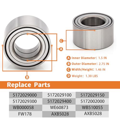 2PCS 510055 Front Wheel Hub and Bearing Compatible with Hyundai Accent 2000-2017, Elantra 1996-2000, Hyundai Tiburon 1997-2001, Kia Rio Rio5 2006-2011