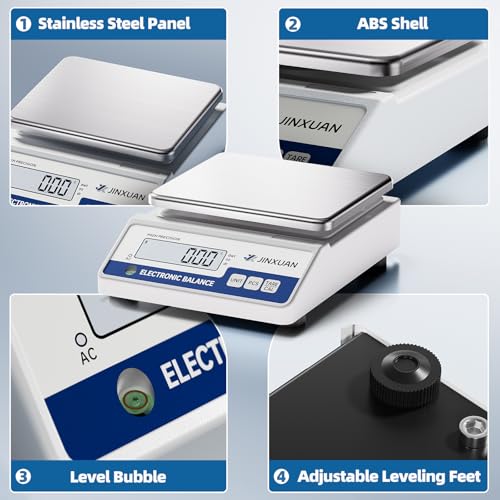 Digital Lab Scale 0.01g Accuracy 5000g Analytical Balance Scale Precision Scale for Weighing Gold Silver Jewelry Diamond Powder Grain Food, Electronic Gram Scale with 500g Weight, LCD Display, 7units - style: 5000gx0.01g with 500g Calibration Weights