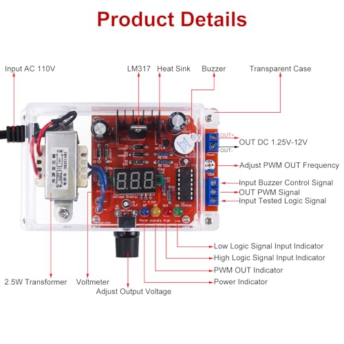 LM317 Adjustable Power Supply DIY Kit, PEMENOL AC-DC 110V to 1.25V-12V Regulated Voltage Module with LED Display, Signal Generator&Power Supply Module, Electronics Soldering Practice Kit for Learning