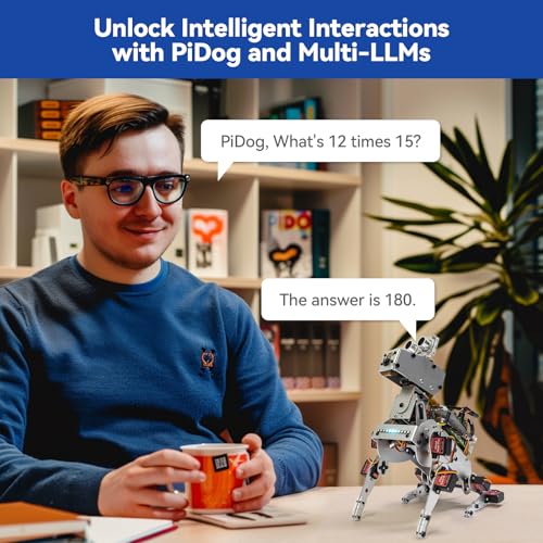 SunFounder PiDog AI Robot Dog Kit for Raspberry Pi 5/4/3B+/Zero 2W, Openclaw LLMs ChatGPT/Gemini/Grok, Voice&Video Recognition, Python, App, Gyroscope, Camera (RPI NOT Included) - color: Pidog