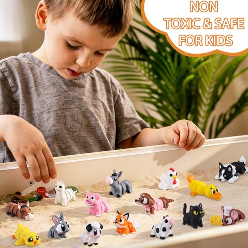 JOICEE 22Pcs Mini 3D Printed Farm Animals Articulated Flexible Fidget Toys - color: Gray
