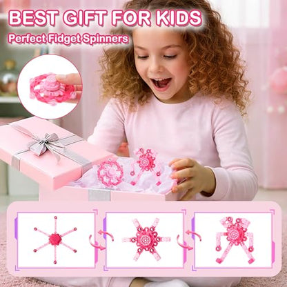 2 Pack Pink Transformable Fidget Spinners for Girls, Sensory Robot Toys for Kids 8-12, Easter Basket Stuffers & Party Favors, Stress Relief ADHD Autism Fingertip Toy (Baby & Hot Pink) - style: 2PC-pink