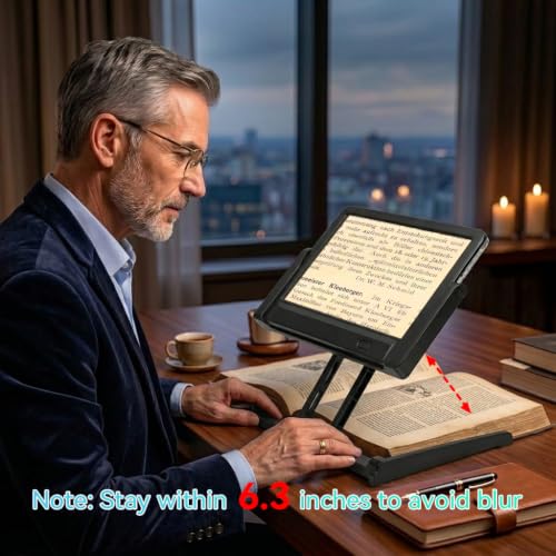 6X Large Magnifying Glass for Reading, Rechargeable LED Magnifier with Detachable Stand, Handheld Magnifiers with Light, 3 Color Temperatures Magnifier for Reading Small Print,Seniors (8.3in) - size: 8.3in