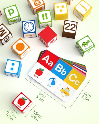 Coogam Magnetic Alphabet Blocks for Learning Numbers, Letters, Shapes, Magnet Construction Game & Building Cube, Educational Stem Montessori Sensory Toy Gift for 3 4 5 Year Old