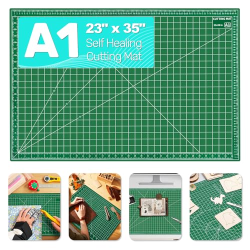 Self Healing Cutting Mat, 23" x 35", Large Double-Sided Rotary Cutting Mat for Sewing, Quilting, Scrapbooking, Fabric & Craft Cutting Board, (A1), Green - size: 35"L x 23"W