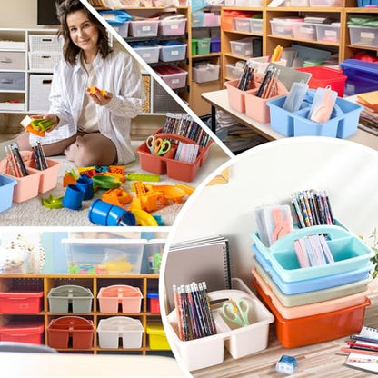 Lineshading 6 Pack 3 Compartment Classroom Table Caddy with Handle Boho