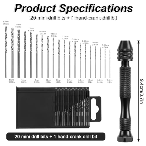 20 Pcs Metric Mini Micro Drill Bit Set Micro Hand Drill Bits