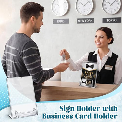 6 Pcs Acrylic Sign Holder Business Card Holder, 5 x 7 Inch, Top Insert - color: Top Insert, size: 5 x 7 Inch