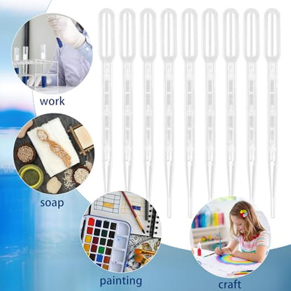 3ml Dropper Pipettes-30 PCS Disposable Pipettes Dropper for Accurate Liquid Transfer,Clear Graduated Eye Dropper for Essential Oils,Resin,Crafts,Labs,Kids Activities-Plastic Transfer Pipettes,Droppers