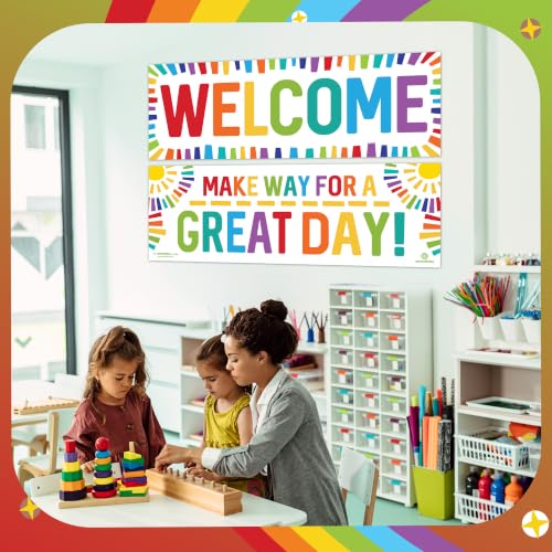 Sproutbrite 2 Pack 13.5"x39" Welcome Educational Posters & Charts - color: Welcome Banner