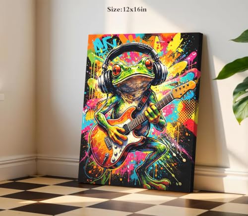 Graffiti Animals Playing Music Canvas Wall Art Funny Frog Pictures Wall Art - color: Graffiti Canvas Prints Funny Frog Wall Art