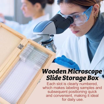 Wooden Microscope Slide Storage Box for 50 Slides Durable Specimen Storage Cabinet with Iron Lock