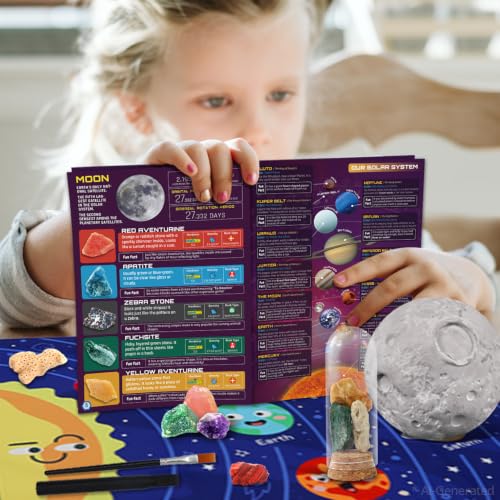 PIBEX Solar System Gemstone Dig Kit, 15 Rocks & Minerals with Planet Mat - size: 3 Planets (15 Stones)