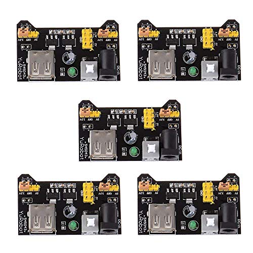 HiLetgo 5pcs 3.3V 5V Power Supply Module for MB102 102 Prototype Breadboard DC 6.5-12V or USB Power Supply Module - size: Small