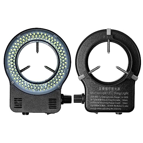 144 64 LED Ring Light Illuminator for Stereo Microscope, Adjustable Ring Light Lamp Industry Monocular Binocular Trinocular Soldering Stereo Repairing Microscope Video Camera (64 LED Detachable Plug) - color: 144 Detachable Plug
