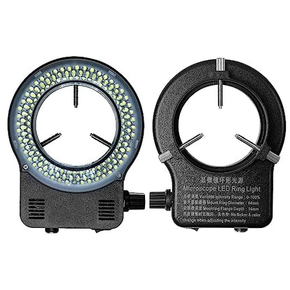144 64 LED Ring Light Illuminator for Stereo Microscope, Adjustable Ring Light Lamp Industry Monocular Binocular Trinocular Soldering Stereo Repairing Microscope Video Camera (64 LED Detachable Plug) - color: 144 Detachable Plug