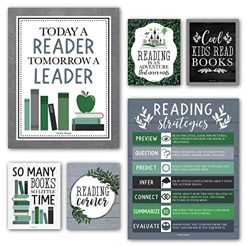 Reading Posters for Classroom Elementary and Library Decor - Reading Corner - color: Farmhouse Grey
