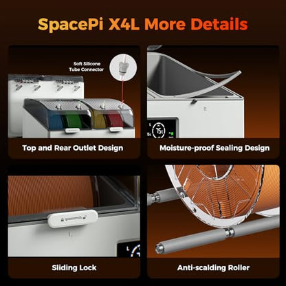 Creality Filament Dryer Box 4 Spool, SpacePi X4L 3D Printer Filament Storage Box, Dual Independent Heating Chambers, Rapid Heating Up to 75℃, Active Dehumidification, Fits PLA,PETG,ABS,TPU,Nylon,etc - color: Bright White